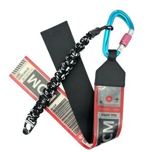 MCM Large 20” Long Raymond New Black Leather Luggage Tag